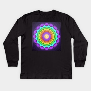 Aum, Ohm, Om Symbol Hinduism Mandala Petals Kids Long Sleeve T-Shirt